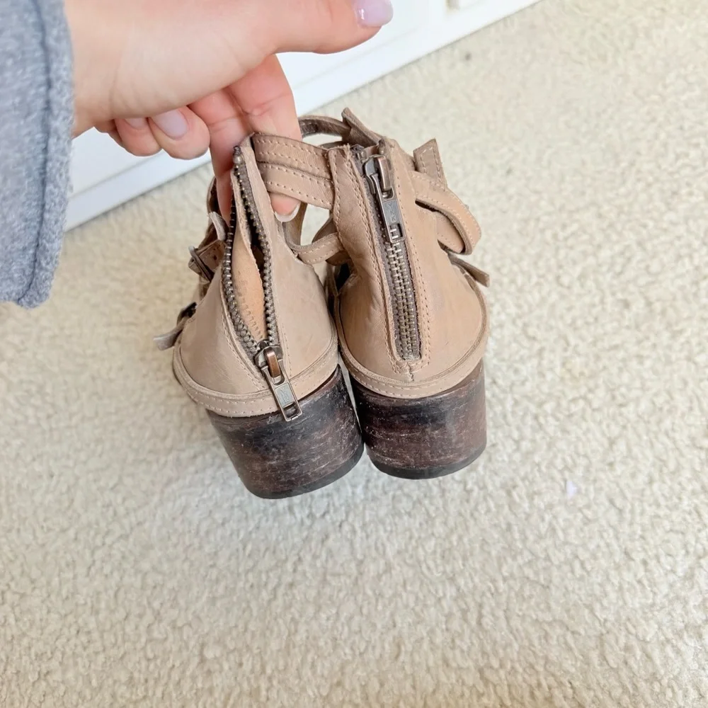 Freebird Stair Strappy Leather Ankle Booties Size 8
